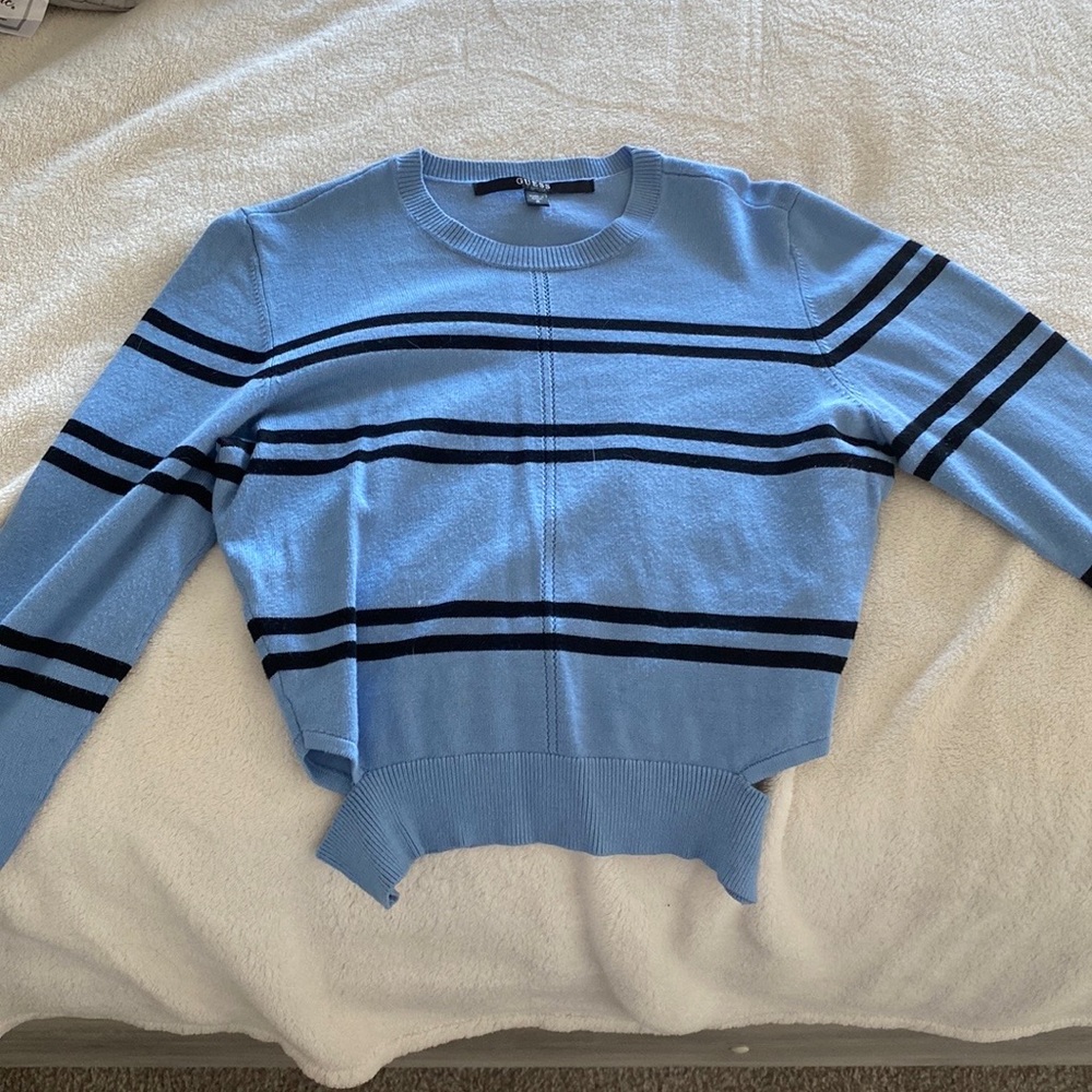 Blue & Black Cropped Sweater